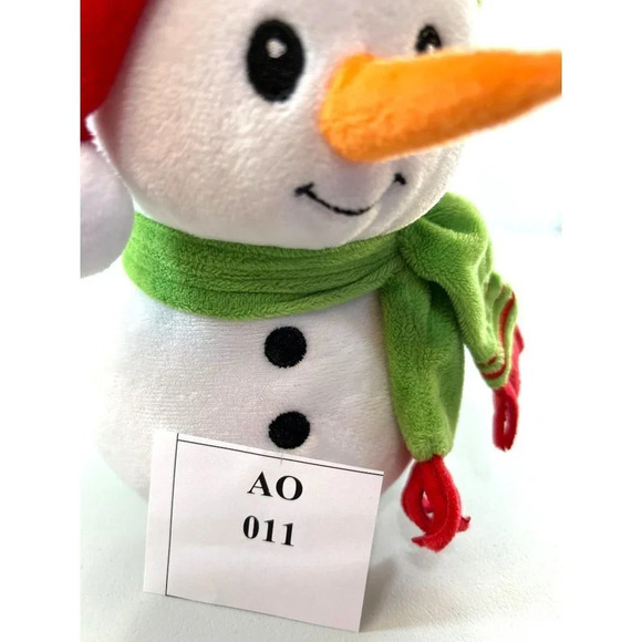 American Greetings Corp Christmas Snowman Plush Stuffed Animal Toy White/Red/Gre - Picture 9 of 9